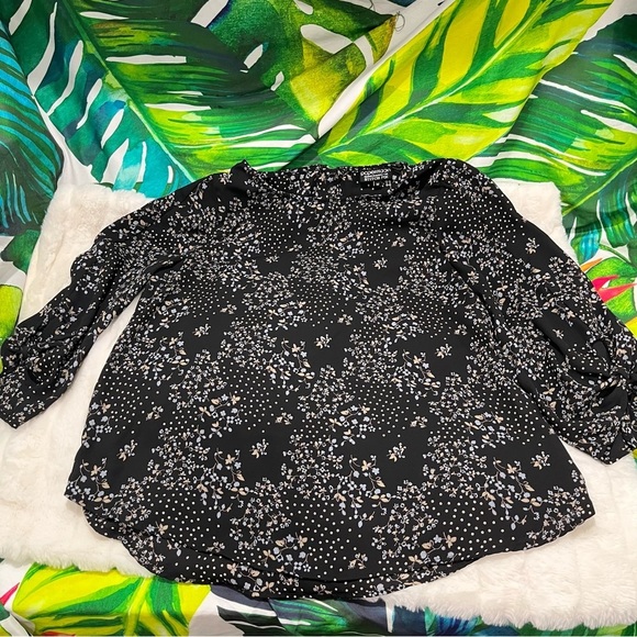 GUC $44 Papermoon Stitch Fix Medium Floral Zip Abernath Tie 3/4 Sleeve Blouse - Picture 6 of 13